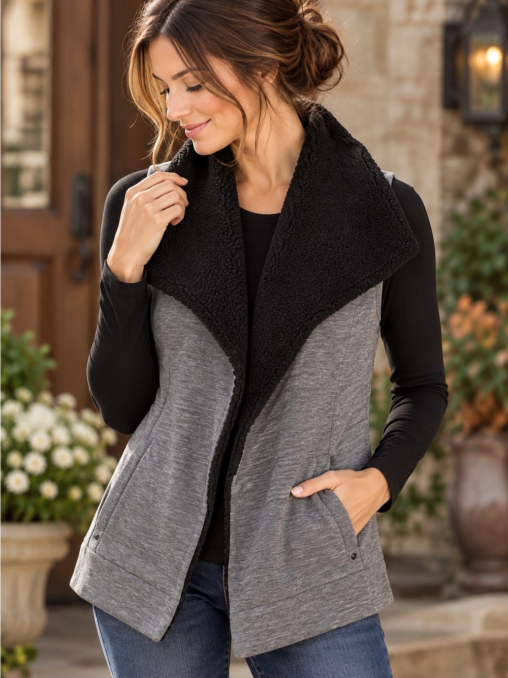 Athleta Open Front Sherpa Vest Size Small